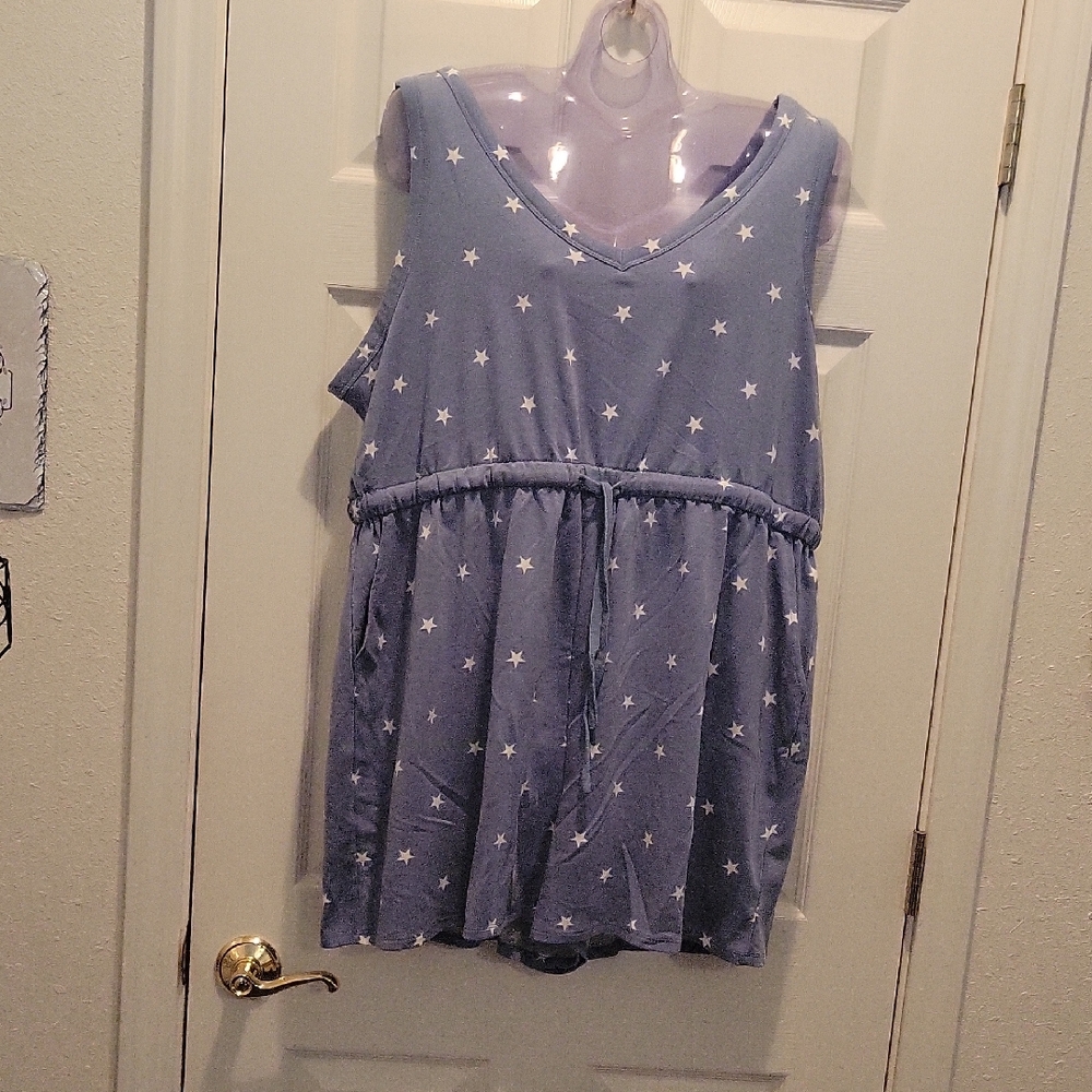 Blue Star-Patterned Women's Sleeveless Top